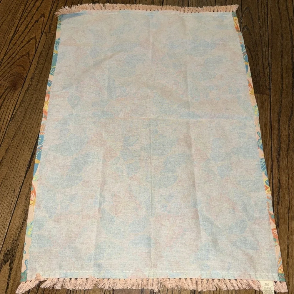 Matilda Jane Butterfly Kitchen Hand Towel Cotton Peach Colored Fringe Hem
